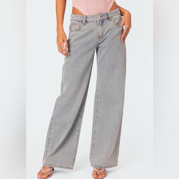 Edikted low rise wide leg bow jeans size xs - Picture 4 of 9